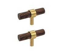 Semetall 2 pomos de madera de nogal negro, manijas de madera de cocina modernas, herrajes para muebles, pomos de cajón de 2.36 pulgadas