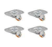 Semetall 4 ruedas giratorias autoadhesivas de 0.5 pulgadas, giro de 360°, placa de acero resistente, capacidad de carga de 44 libras, instalación sin perforación, color naranja