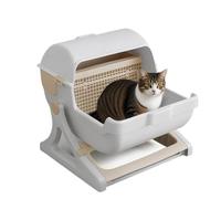 Semi-Automatic Smart Cat Litter Box with Odorless Deodorizer and Large Open-Top Design, Intelligent Self-Cleaning Pet Toilet for Corners, Apartments, Furniture Areas, Travel, and Outdoor Use