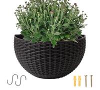 Semi Circle Planter | Rustic Decorative with Drainage and Hooks | Drill-Free Flower Pot | Suspending Decorative with Drainage and Hooks For Outdoor Indoor Home Balcony Railing Windowsill Garden Yard