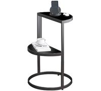 Semi Círculo Mesa de café Sinterizado Piedra Metal Marco Compacto Simple Moderno Moderno Living Mesa lateral - 40x55cm(Color:B)