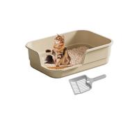 Semi-Enclosed Cat Litter Box - Pet Toilet | 49×13cm PP Tray with Scoop, 350g Lightweight Box with Anti-Splashing Design, Indoor Kitten Senior Cat Toilet, Odor Control Litter