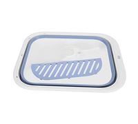 Semi Enclosed Foldable Cat Litter Box, Splash Proof Kitten Toilet with Detachable Pedal and Scoop, Space Saving Foldable Cat Potty Pan for Indoor Cats and Small Pets (Azul)