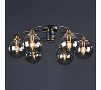 Semi Flush Mount Ceiling Light 6-Light Mid Century Sputnik Chandelier Light with Glass Shade Ceiling Pendant Lamp for Bedroom Living Room Hallway Kitchen