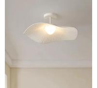 Semi Flush Mount Techo Light Fixture, Lámpara de Araña Led Moderna de 12W con Sombra de Tela Plisada, Lámparas Colgantes Blancas para el Dormitorio Sala de Estar Comedor Pasillo de Cocina, JYLSSKUK