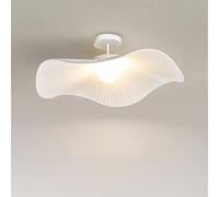 Semi Flush Mount Techo Light Fixture, Lámpara de Araña Led Moderna de 12W con Sombra de Tela Plisada, Lámparas Colgantes Blancas para el Dormitorio Sala de Estar Comedor Pasillo de Cocina, JYLSSKUK