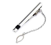 Semi-Gemstone Tie Clip Shell Black Agate Business Cat's Eye (Argento)