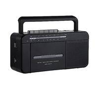 SEMIER Boombox - Reproductor de cinta de conversión de MP3, radio AM y FM, convertidor digital de casete a MP3, grabación USB, micrófono integrado, altavoz grande y conector para auriculares con pilas
