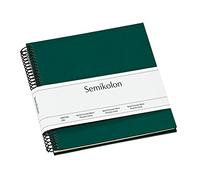 Semikolon 364021 Álbum en espiral Piccolino - 17 x 17 cm - Álbum de fotos, 20 páginas en color blanco crema, álbum de fotos en espiral, verde bosque