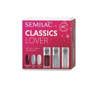 Semilac Classics Lover Set - 2 esmaltes de uñas Classic 112 Wine Red & 116 Holo Flash 9 ml + Gel Like Top Coat 9 ml