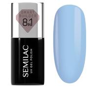 Semilac Esmalte de uñas UV Smart Builder 826 Calm Blue 7 ml - Azul cielo azul claro, fórmula 8 en 1, autonivelante, aplicación rápida y sin esfuerzo