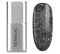 Semilac Esmalte de uñas UV Top Coat Top Coat T21 Flash ON 7 ml - Top con efecto flash, partículas plateadas, sin capa de dispersión, para uñas UV y gel