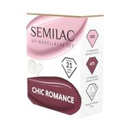 Semilac Juego de esmaltes de uñas UV Chic Romance - 2 esmaltes de uñas de gel de colores 002 Delicate French & 471 Garden Soirée + aceite de uñas de mango Kiwi - Manicura romántica rosa nude - Esmalte