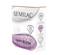 Semilac Juego de esmaltes de uñas UV Fairy Blush - 2 esmaltes de uñas de colores 389 Coconut Ice Cream blanco y 242 Pink Sands Pastel Rosa con purpurina + aceite de uñas de mango Kiwi - Elegante juego