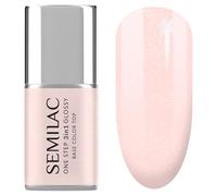 Semilac S257 Esmalte de uñas UV 3 en 1 One Step Glossy Naked Glitter Rose 7 ml - Nude Glitter Rosé UV Gel Esmalte de uñas 3 en 1 | Ideal para efectos de brillo | Brillo duradero