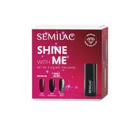 Semilac Shine With Me Set - 958 Jelly Blackberry, 959 Disco Black & 592 Jelly Cherry UV Esmalte de uñas 7 ml - Edición Limitada, Jelly & Flash Effects