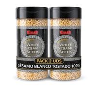 Semillas de sésamo blanco, Alto contenido en proteína calcio y antioxidantes, ideal dietas vegetarianas y veganas, Apto para shushi, cocina asiática makis, nigiris y poke bowls, Pack 2 botes de 100 g