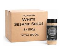 Semillas de sésamo blanco, Alto contenido en proteína calcio y antioxidantes, ideal dietas vegetarianas y veganas, Apto para shushi, cocina asiática makis, nigiris y poke bowls, Pack 8 botes de 100 g