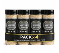 Semillas de sésamo blanco, Alto contenido en proteína calcio y antioxidantes, ideal dietas vegetarianas y veganas, Apto para shushi, cocina asiática makis, nigiris y poke bowls, Pack 4 botes de 100 g