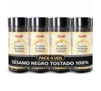 Semillas de sésamo negro, Alto contenido en calcio, hierro, magnesio y zinc, ideal para vegetarianos y veganos, Apto para sushi, ensaladas, sopas, tostadas y platos asiáticos, Pack 4 botes de 100 g