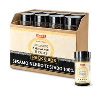 Semillas de sésamo negro, Alto contenido en calcio, hierro, magnesio y zinc, ideal para vegetarianos y veganos, Apto para sushi, ensaladas, sopas, tostadas y platos asiáticos, Pack 8 botes de 100 g