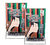 Semillas de sésamo negro tostado japonés 60 g pack 2 bolsas con cierre zip, topping crujiente para sushi, ramen, ensaladas, bowls, panadería y repostería