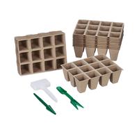 Relaxdays Set 192 Semilleros, Incluye Accesorios, Biodegradables, Macetas de Cultivo, 5 x 3,5 x 3,5 cm Aprox., Marrón