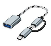 Seminer 2 en 1 Adaptador USB C/Micro a USB, USB C a USB, Cable Adaptador Micro a USB 3.0 OTG Compatible con iMac Android Google Samsung Galaxy y Plus, Gris