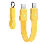 Seminer 240W USB-C a USBC Cable Plano Corto (13 cm), 80 Gbps compatible con Thunderbolt 5/4, Carga Rápida, Soporte OTG y Pantalla 8K para Todos los Dispositivos Type-C-Amarillo