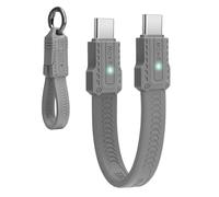 Seminer 240W USB-C a USBC Cable Plano Corto (13 cm), 80 Gbps compatible con Thunderbolt 5/4, Carga Rápida, Soporte OTG y Pantalla 8K para Todos los Dispositivos Type-C-Gris