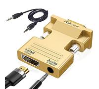 Seminer - Adaptador HDMI a VGA, 1080P HDMI Hembra a VGA Macho convertidor de Cable de Audio de vídeo con Cable de Audio de 3,5 mm para Ordenador, Escritorio, Monitor, HDTV, etc. (Oro)