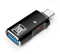 Seminer Adaptador USB C OTG, Cargador Tipo C 15W PD y Divisor USB 3.0 Compatible para iPhone 15 Pro MAX, Google Pixel, MacBook, Samsung Galaxy S22/S23 (Negro)