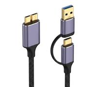 Seminer Cable USB-C a Micro-B de 1 m, Cable 2 en 1 para Discos Duros de 5 Gbps, Compatible con Seagate/WD/Toshiba, Galaxy S5/Note 3 y la Serie iPhone 17/16