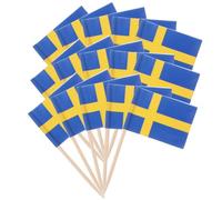 SEMINISMAR Papel De Palillo De Dientes De Bandera Sueca,Palillo De Dientes De Bandera Sueca,Etiqueta De Mini Comida Bandera Nacional,Etiqueta De Queso De Pastelito,Sándwich,Fruta,Cóctel,100 Piezas