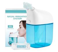 SEMIOEN Sistema de riego nasal con 30 paquetes de solución salina, máquina de enjuague sinusal, máquina limpiadora de senos nasales con tanque de agua y tanque de recogida de residuos, color azul