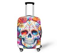 Semiouray Funda de equipaje de viaje de poliéster con diseño de calavera y galaxia rosa, funda gruesa para maleta con cremallera oculta, fundas antiarañazos, day of the dead skull, XL(29-32 IN)