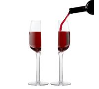 Semitransparente Red Wine Glasses | Set of 2 Novelty Long Stem Wine Glasses Cut in Half | Unique Halved Shape for Home, Restaurant and Kitchen Use, Set of 2 Half Transparent Long Stem Wine Glasses