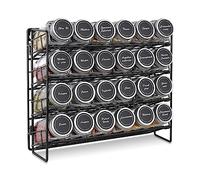 Semlos Organizador de especias apilable de 4 niveles, organizador de especias para armarios, tarros de especias de metal con ganchos, organización de cocina para encimera, armario o montaje en pared