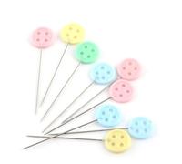 Semme 100 Uds. Alfileres de Costura DIY, Herramienta para Acolchar con 4, Alfileres Fijos de Plástico de Acero Inoxidable para Manualidades de Tela (botón)