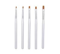 Semme 5 Piezas Juego de Pinceles para Arte de Uñas de Plata, de Madera | de madera de nylon 5 tamaños para salón de hogar acrílico gel protegido por tubos transparentes