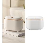 Semme Bote de Basura con Tapa Tipo Prensa - Contenedor de Basura Ovalado Compacto para el Hogar, la Oficina, el Baño y el Automóvil - Elegante Diseño Blanco (WHITE)