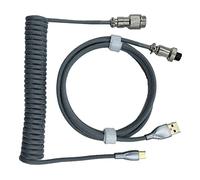 Semme Cable de Teclado para Juegos en Espiral Retráctil Profesional con Conector Resistente para Teclados Mecánicos (Azul Claro) (Azul Claro) (Gris-Plata)