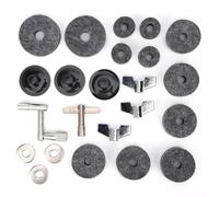 Semme Fieltros de Platillos de Fieltro para Batidor de bajo y Juego de Almohadillas de Fieltro de 23 Piezas Kit de Platillos Antideslizantes con Tuercas y Arandelas de Mariposa de Base Accesorios