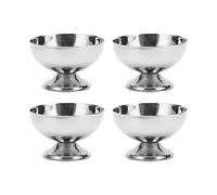 Semme Juego de 4 Uds de Cuencos para Helado de Acero Inoxidable con Tenedores, Cuencos de Postre de Metal de Calidad Alimentaria para Aperitivos, Ensaladas y Pasteles, Resistentes Al óxido y Fáciles