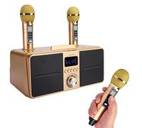 Semme Kit de Sonido KTV Familiar con Micrófono Altavoz de Karaoke de para Cantar en Casa Música Películas Graves Profundos Agudos Claros Diseño de Metal ABS (Gold)