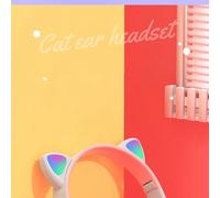 Semme Lindos Auriculares con Forma de Gato con Efecto LED | Auriculares Estéreo de Alta Fidelidad para el Hogar, la Escuela y la Oficina (Azul Claro) (Azul Claro)