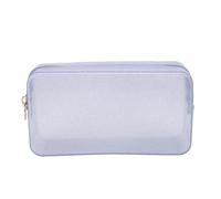 Semme Neceser de Maquillaje de PVC, Bolsa de Cosméticos con Cremallera, 24,9 X 7,9 X 13 Cm, for Viaje y Uso Diario (Plata Grande)