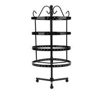 Semme Pantalla giratoria de 4 capas pendientes, 144 agujeros pendientes soporte para joyas(negro)