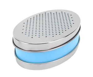 Semme Rallador de Queso de Acero Inoxidable con Contenedor de Almacenamiento, Rejilla Lateral para Jengibre, Rábano y Alimentos Portátiles Más Compactos para Uso Doméstico y Exterior (BLUE)