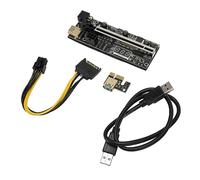 Semme Tarjeta Adaptadora PCIe Riser 1X a 16X con Sensor de Temperatura Dual de 6 Pines y Cable USB3.0 de 24 Pulgadas para Minería de Criptomonedas y Extensión de Gráficos